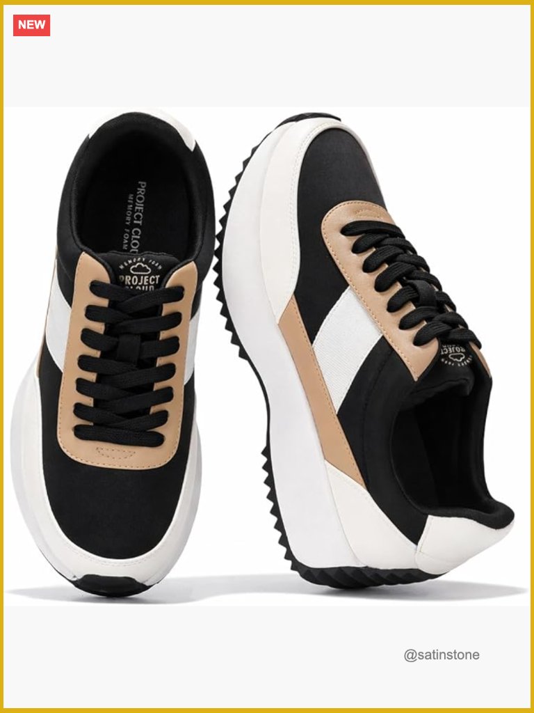 Memory Foam Sneakers - Non-Slip Lace Up Trendy Shoes - Fashion Sneakers For